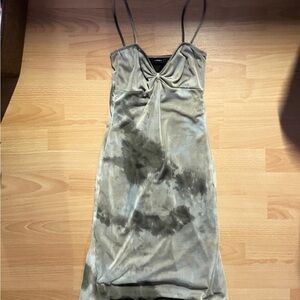 Gray Tie-Dye Spaghetti Strap Dress